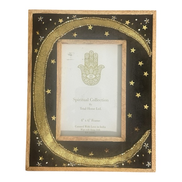 4X6 Spiritual Collection Beaded Embroidered Wooden Picture Frame Moon/Stars NWT - Picture 4 of 5